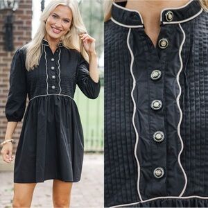 Chic Black Formal Dress with White Trim